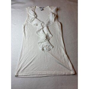 Womens H&M XS White Ruffled Sleeveless Top